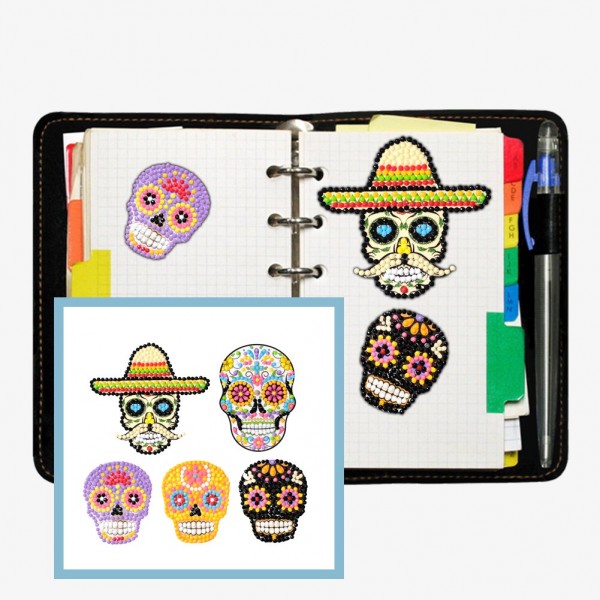 DIY Stickers - 5Pcs Five-Color Skull