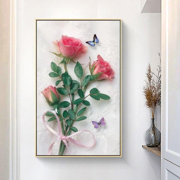 Rosen mit Schmetterlingen ab 50x80cm