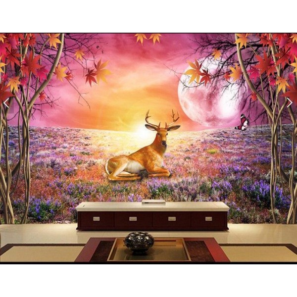 Hirsch im Mondschein 40x100cm