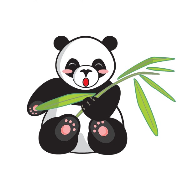 Pandabär mit Pflanze