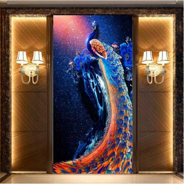 Pfau zwischen Lampen ab 50x80cm