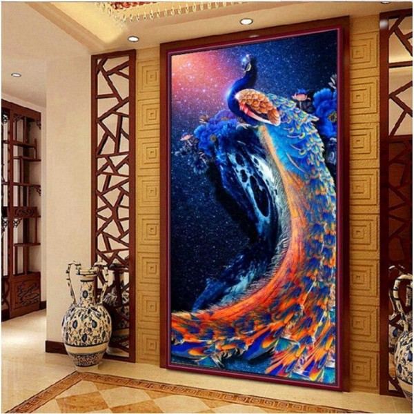 Pfau zwischen Lampen ab 50x80cm