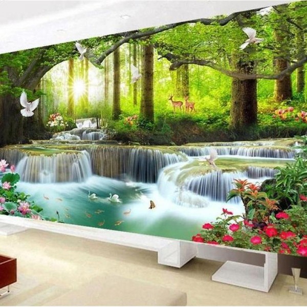 Wasserfall im Wald ab 50x100cm