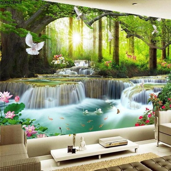 Wasserfall im Wald ab 50x100cm