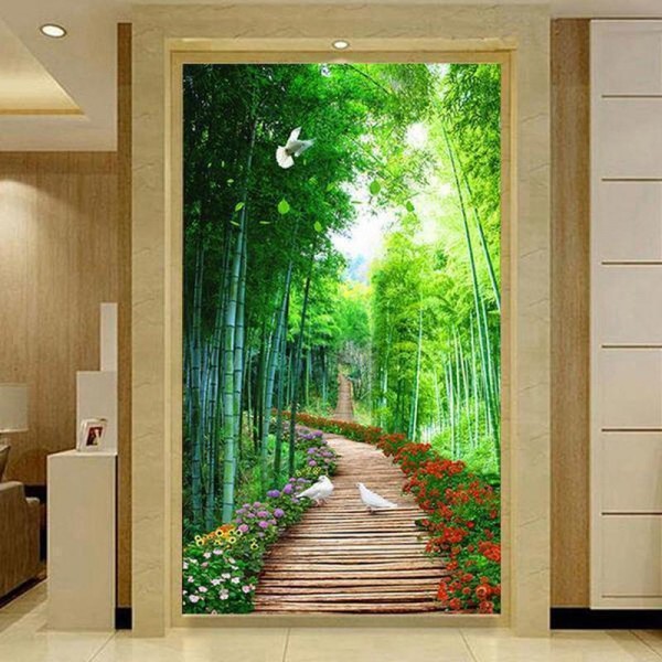 Bambuspfad mit Tauben ab 50x100cm