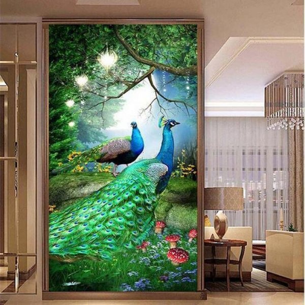 Pfauen im Wald ab 50x100cm