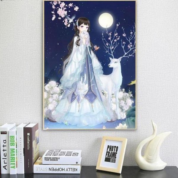 Mädchen mit Hirsch 50x70cm