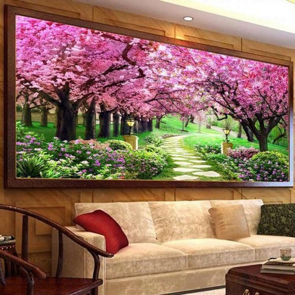 Garten mit rosa Bäumen ab 50x80cm