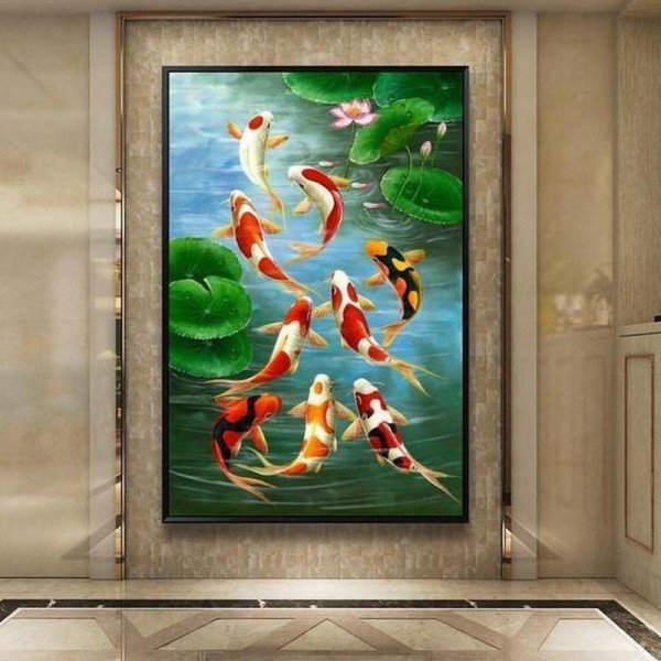 Koi Karpfen im Teich 50x90cm