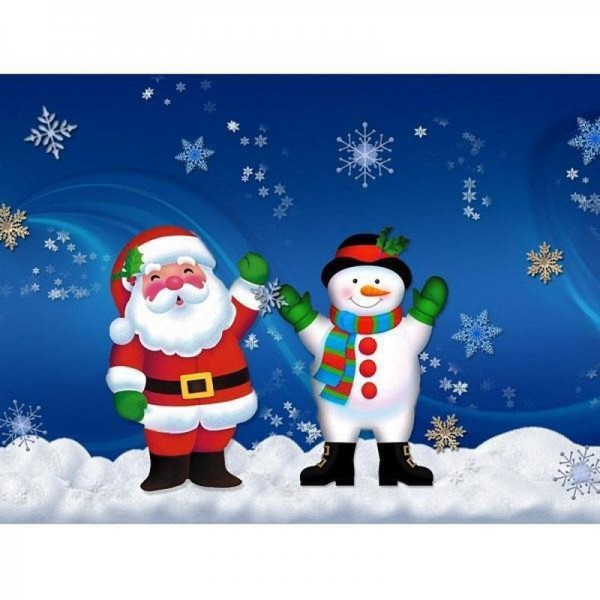 Weihnachtsmann mit Schneemann