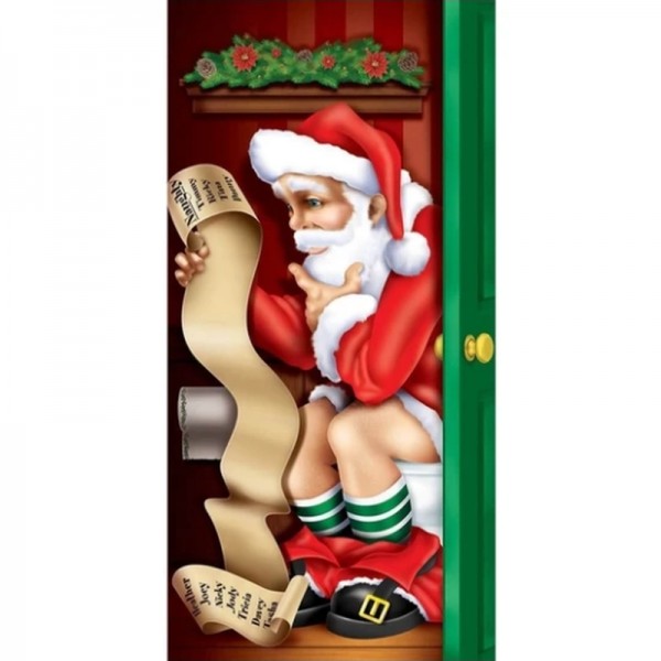 Weihnachtsmann auf Toilette v.a. 50x100cm