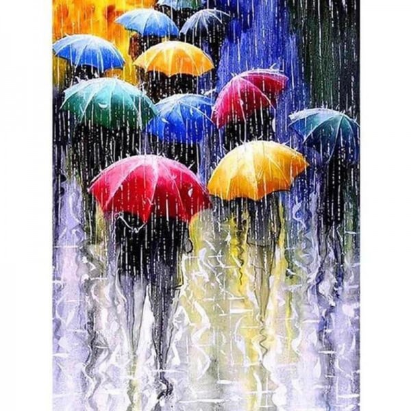 Regenschirme im Regen