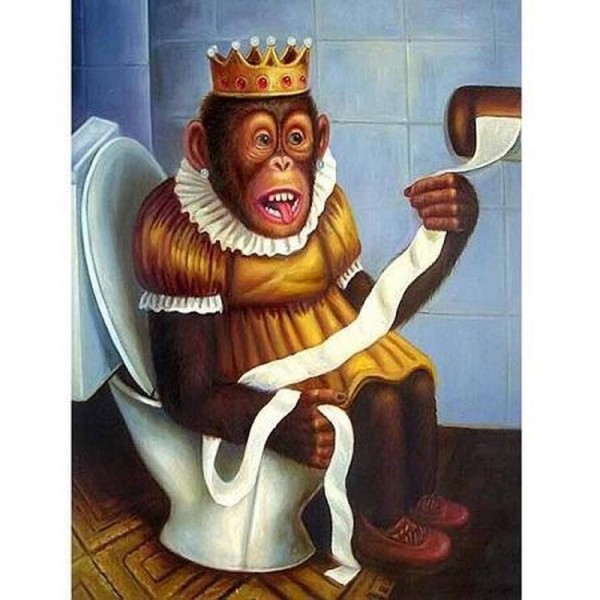 Affe auf Toilette gelb
