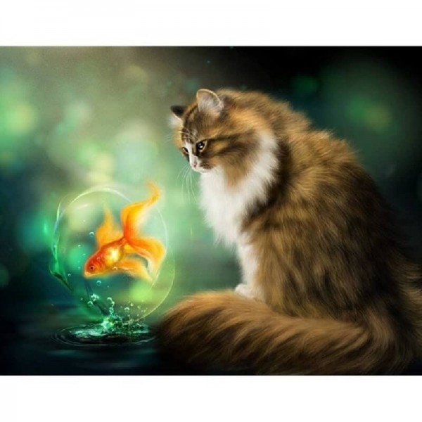 Katze mit Goldfisch