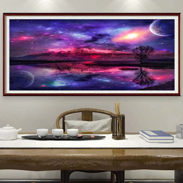 Lila Nacht spiegelt sich 50x100cm