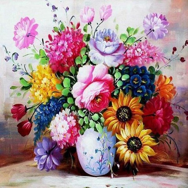 Bunte Vase mit Blumen