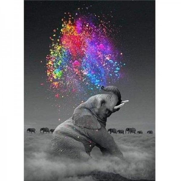 Elefant mit Farbspritzern